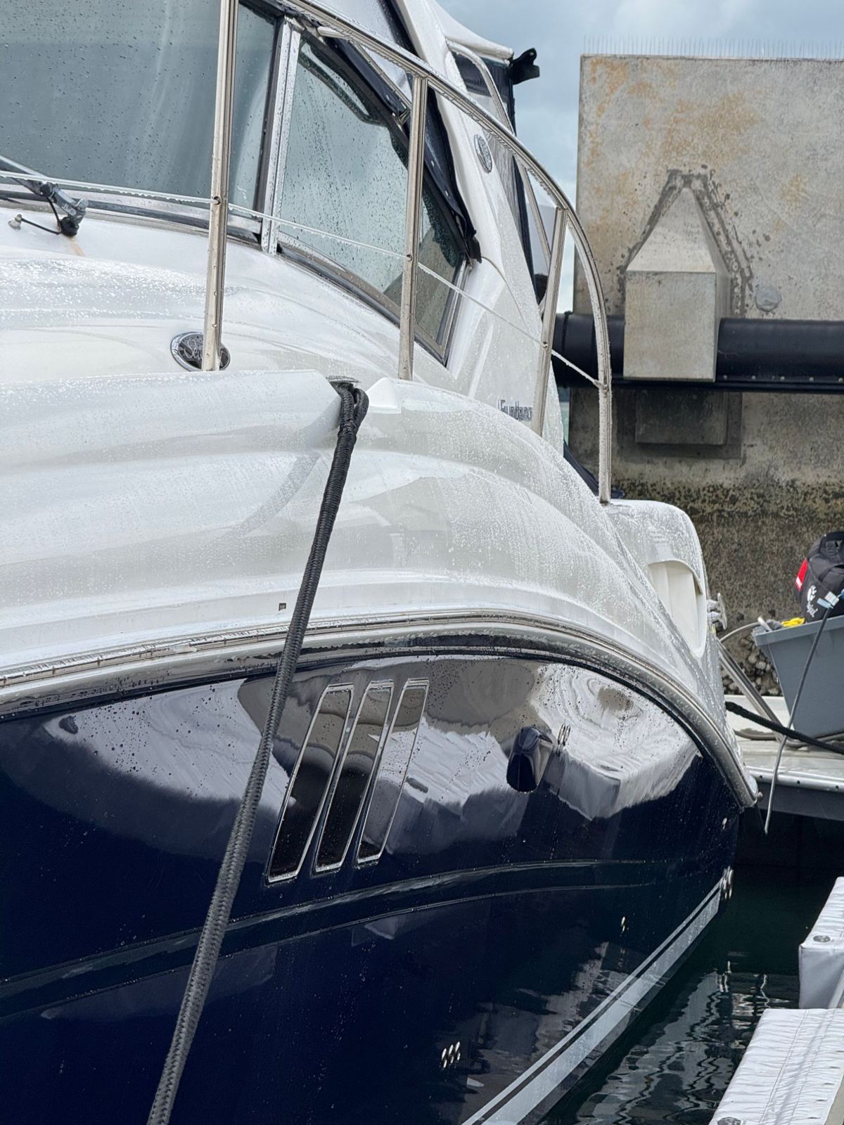 Dark navy hull polished to a mirror finish